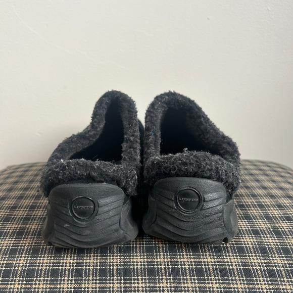 Lands End Black Suede Sherpa Lined Clogs Slip On Shoes‎ Womens Size 8.5 - Picture 3 of 5